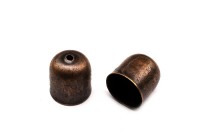 Концевик для шнуров 10,5х10мм, внутренний диаметр 9,5мм, отверстие 1,5мм, цвет античная медь, железо, 01-167, 4шт