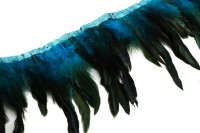 Перья на ленте 6-15 см, цвет голубой/бензиновый, 1003-013, 50 см