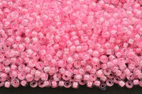 Бисер чешский PRECIOSA круглый 10/0 38123 прозрачный, розовая линия внутри, 1 сорт, 50г