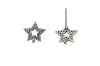 Гвоздики основы для серег Звездочка 10х12х0,8мм, отверстие 1,2мм, цвет платина, латунь/фианит, 21-256, 1 пара