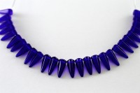 Бусины Villa beads 6х13мм, отверстие 0,8мм, цвет 30090 синий прозрачный, 700-021,около 10г (около 23 шт)