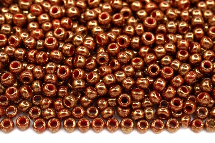 Бисер японский TOHO круглый 11/0 #1707 оранжевый, позолоченный 24К мраморный, 10 грамм Бисер японский TOHO круглый 11/0 #1707 оранжевый, позолоченный 24К мраморный, 10 грамм