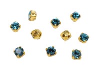 Шатоны Preciosa Maxima 3,2мм в оправе, цвет indicolite DF/gold, 63-255, 10шт