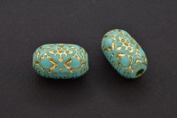 Бусины акриловые Овал 22х14мм, отверстие 4мм, цвет бирюзовый, 540-148, 2 шт