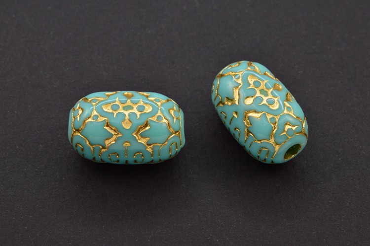 Бусины акриловые Овал 22х14мм, отверстие 4мм, цвет бирюзовый, 540-148, 2 шт Бусины акриловые Овал 22х14мм, отверстие 4мм, цвет бирюзовый, 540-148, 2 шт