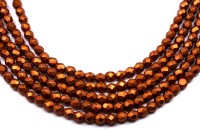 Бусины граненые Firepolish 4мм, отверстие 0,8мм, цвет 06B06 красновато-оранжевый, насыщенный металлик, 714-018, 1 нить (около 50шт)