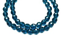 Бусины граненые Firepolish 8мм, отверстие 1мм, цвет 60080 синий прозрачный, 716-020, 25шт