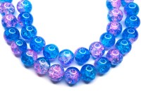 Бусина круглая с эффектом кракле, диаметр 10мм, отверстие 1мм, цвет голубой/розовый, 550-094, 10шт