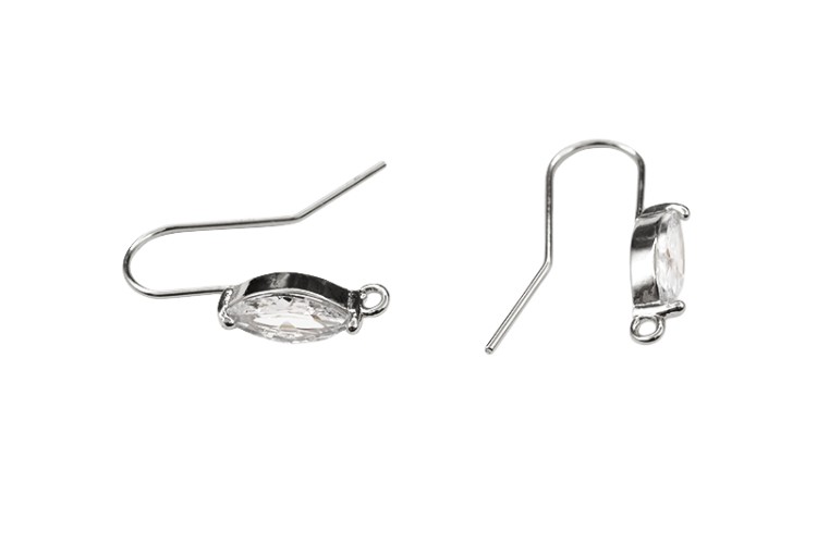 Швензы-крючки 22х12х5мм, отверстие 1мм, цвет платина, латунь/цирконий, 21-342, 1 пара Швензы-крючки 22х12х5мм, отверстие 1мм, цвет платина, латунь/цирконий, 21-342, 1 пара