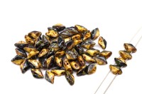 Бусины GemDuo 8х5мм, отверстие 0,8мм, цвет 03849/86805 черный/бежевый Пикассо непрозрачный, 709-223, 10г (около 64шт)