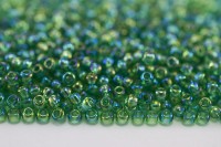 Бисер японский TOHO круглый 8/0 #0164B темный перидот, радужный прозрачный, 10 грамм