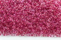 Бисер китайский круглый размер 12/0, цвет 0132В прозрачный красная линия внутри, 450г