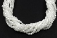 Бусина стеклянная Рондель 3,5х3мм, цвет белый имитация нефрита, гальваническое покрытие, непрозрачная, 501-087, 1 нить (около 125шт)