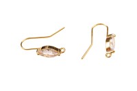 Швензы-крючки 22х12х5мм, отверстие 1мм, цвет золото, латунь/цирконий, 18К позолота, 21-341, 1 пара