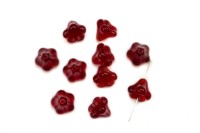 Бусина Цветочек 12х10мм, цвет красный прозрачный, стекло, 735-053, 10шт