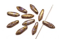 Бусины Dagger beads 16х5мм, отверстие 0,8мм, цвет 03000/15695 лиловый, золотое сияние, 736-100, 10шт