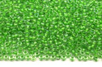 Бисер чешский PRECIOSA круглый 10/0 58556 радужный прозрачный, зеленая линия внутри, 1 сорт, 50г