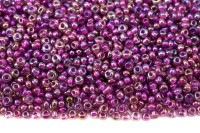 Бисер китайский круглый размер 12/0, цвет 0219 прозрачный, розовая линия внутри, радужный, 450г