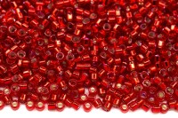 Бисер японский MIYUKI Delica цилиндр 11/0 DB-0602 красный, серебряная линия внутри, 5 грамм
