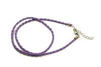 Основа для кулона Шнур плетеный из кожзаменителя с карабином 3мм х 42см, цвет фиолетовый, 34-007, 1шт