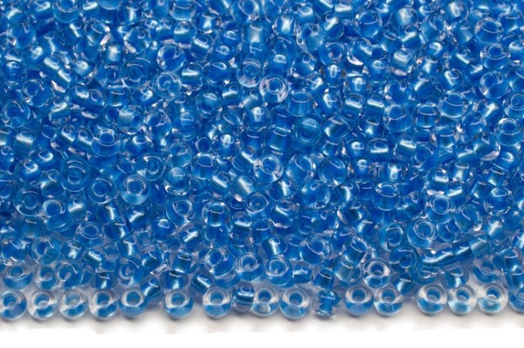 ОПТ Бисер чешский PRECIOSA круглый 10/0 38936 прозрачный, синяя перламутровая линия внутри, 1 сорт, 500 грамм ОПТ Бисер чешский PRECIOSA круглый 10/0 38936 прозрачный, синяя перламутровая линия внутри, 1 сорт, 500 грамм