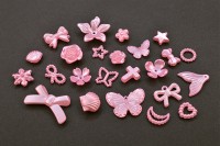 Бусины акриловые Микс 11-25х8-25х2-6мм, отверстие 1,5мм, цвет розовый жемчужный, 540-044, 10г (около 10-17шт)