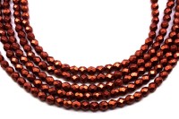 Бусины граненые Firepolish 4мм, отверстие 0,8мм, цвет 06B02 мак, насыщенный металлик, 714-015, 1 нить (около 50шт)