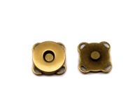 Кнопка магнитная круглая пришивная, диаметр 15мм, толщина 4мм, цвет античная бронза, железо, 1026-010, 1шт