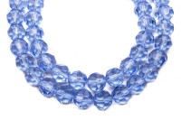 Бусина стеклянная граненая круглая 10мм, цвет голубой, прозрачная, 546-009, 10шт