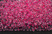 Бисер китайский круглый размер 12/0, цвет 0133 прозрачный, розовая линия внутри, 450г