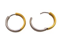 Серьги кольца Конго 19х19х4мм, латунь, родий/позолота, 21-530, 1 пара