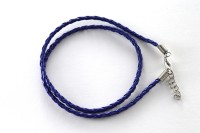 Основа для кулона Шнур плетеный из кожзаменителя с карабином 3мм х 42см, цвет темно-синий, 34-006, 1шт
