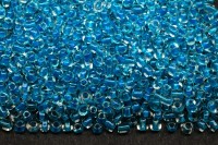 Бисер китайский круглый размер 12/0, цвет 0133В прозрачный голубая линия внутри, 450г