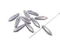 Бусины Dagger beads 16х5мм, отверстие 0,8мм, цвет 03000/15464 белый мел/синий мрамор, 736-098, 10шт