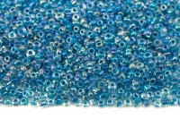 Бисер китайский круглый размер 12/0, цвет 0217 прозрачный, голубая линия внутри, радужный, 85г