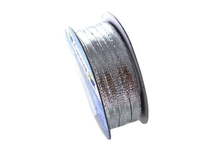 Тесьма отделочная 3,5мм, цвет серебро, полиэстер, 29-091, 33 (+/-0,5) метра, 1уп Тесьма отделочная 3,5мм, цвет серебро, полиэстер, 29-091, 33 (+/-0,5) метра, 1уп