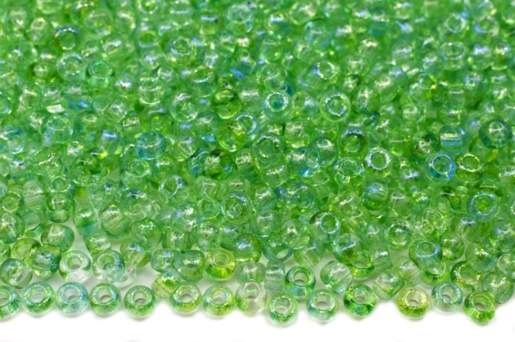 Бисер чешский PRECIOSA круглый 10/0 48810 прозрачный зеленый радужный, 1 сорт, 50г Бисер чешский PRECIOSA круглый 10/0 48810 прозрачный зеленый радужный, 1 сорт, 50г