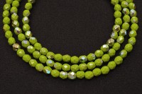 Бусины граненые Firepolish 4мм, отверстие 0,8мм, цвет 53410/28701 мятно-зеленый AB, 714-065, 50шт