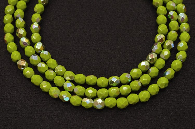 Бусины граненые Firepolish 4мм, отверстие 0,8мм, цвет 53410/28701 мятно-зеленый AB, 714-065, 50шт Бусины граненые Firepolish 4мм, отверстие 0,8мм, цвет 53410/28701 мятно-зеленый AB, 714-065, 50шт