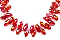 Бусина стеклянная граненая Капля 12х6мм, цвет красный, гальваническое покрытие, 503-009, 5шт