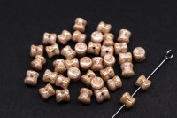 Бусины Pellet beads 6х4мм, отверстие 0,5мм, цвет 03000/15495 белый мел/красный мрамор, 732-017, 10г (около 60шт)