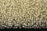 Бисер китайский круглый размер 12/0, цвет 0134 прозрачный, светло-желтая линия внутри 450г