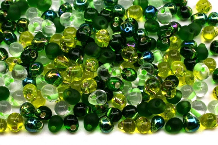 Бисер MIYUKI Drops 3,4мм MIX03 оттенки зелёного, микс Evergreen, 10 грамм Бисер MIYUKI Drops 3,4мм MIX03 оттенки зелёного, микс Evergreen, 10 грамм