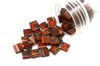 Бисер японский MIYUKI TILA #4520 оранжевый, непрозрачный пикассо, 5 грамм