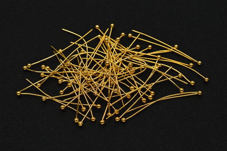 Штифты для бижутерии с шариком 30х0,5мм, цвет золото, латунь, 30-086, 5г (около 70шт) Штифты для бижутерии с шариком 30х0,5мм, цвет золото, латунь, 30-086, 5г (около 70шт)