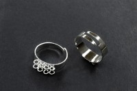 Основа для кольца 8 петелек 18мм (регулируется), отверстие 2,5мм, цвет серебро, латунь, 15-020, 1шт