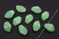 Бусина Листочек 15х10х4мм, цвет салатовый, стеклянная, 735-239, 10шт
