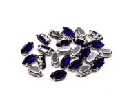 Кристалл Наветт 8х4мм пришивной в оправе, цвет синий, стекло, 43-266, 2шт