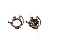 Рамка для бусин Чайник 20х23х5мм, внутренний диаметр 11мм, отверстие 1,5мм, цвет античная медь, сплав металлов, 25-035, 2шт