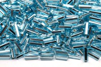 Бисер чешский PRECIOSA стеклярус 67000 7мм голубой , серебряная линия внутри, 50г